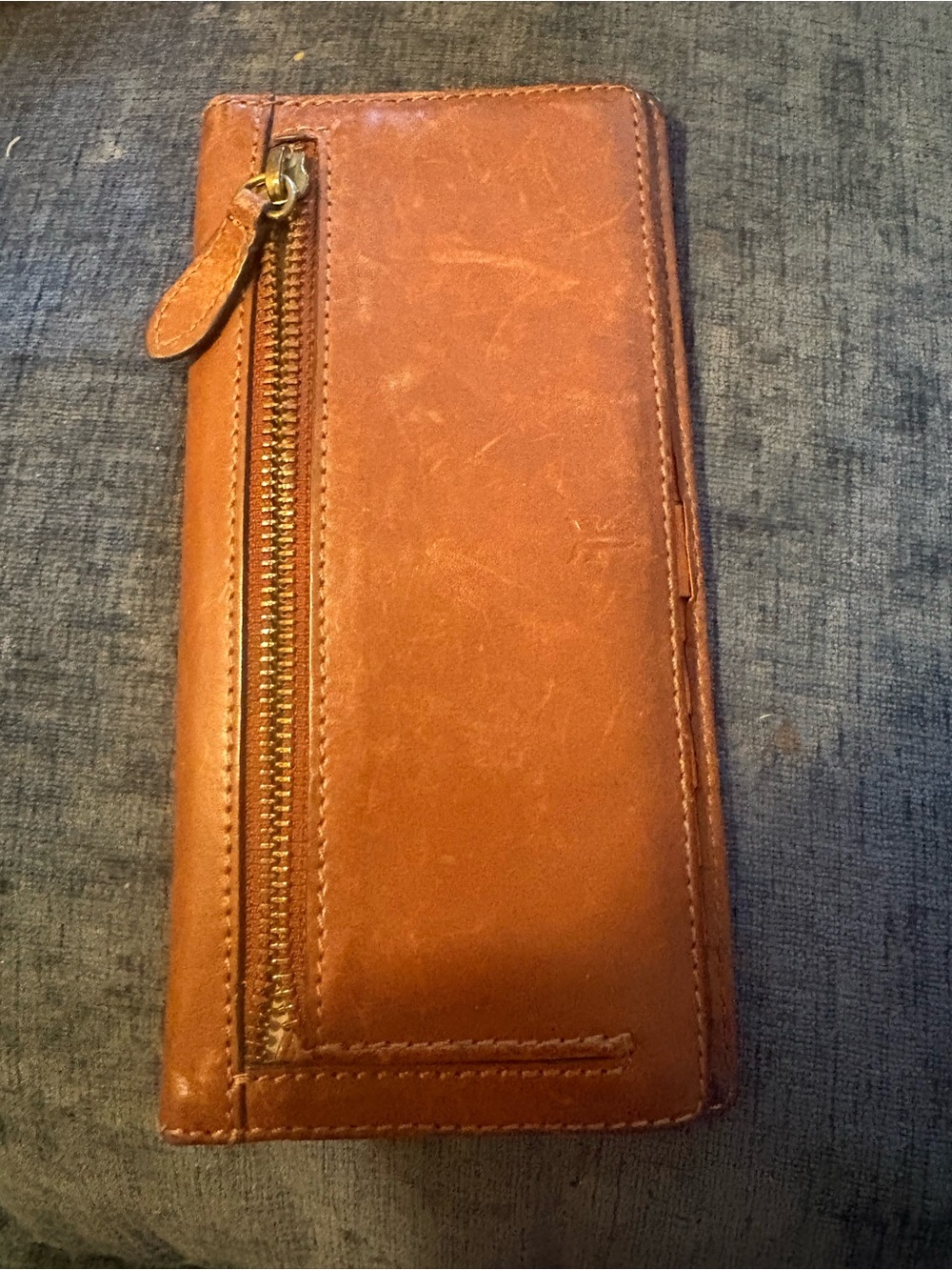 Vintage Frye Cognac Brown Leather Continental Checkbook Wallet Closure as Is - Picture 8 of 8